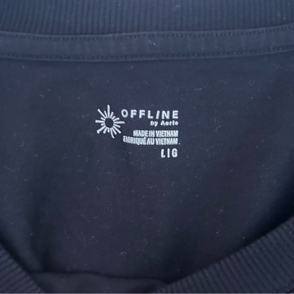 Offline by Aerie Muscle T-Shirt Black Cropped Top Large - Picture 5 of 7